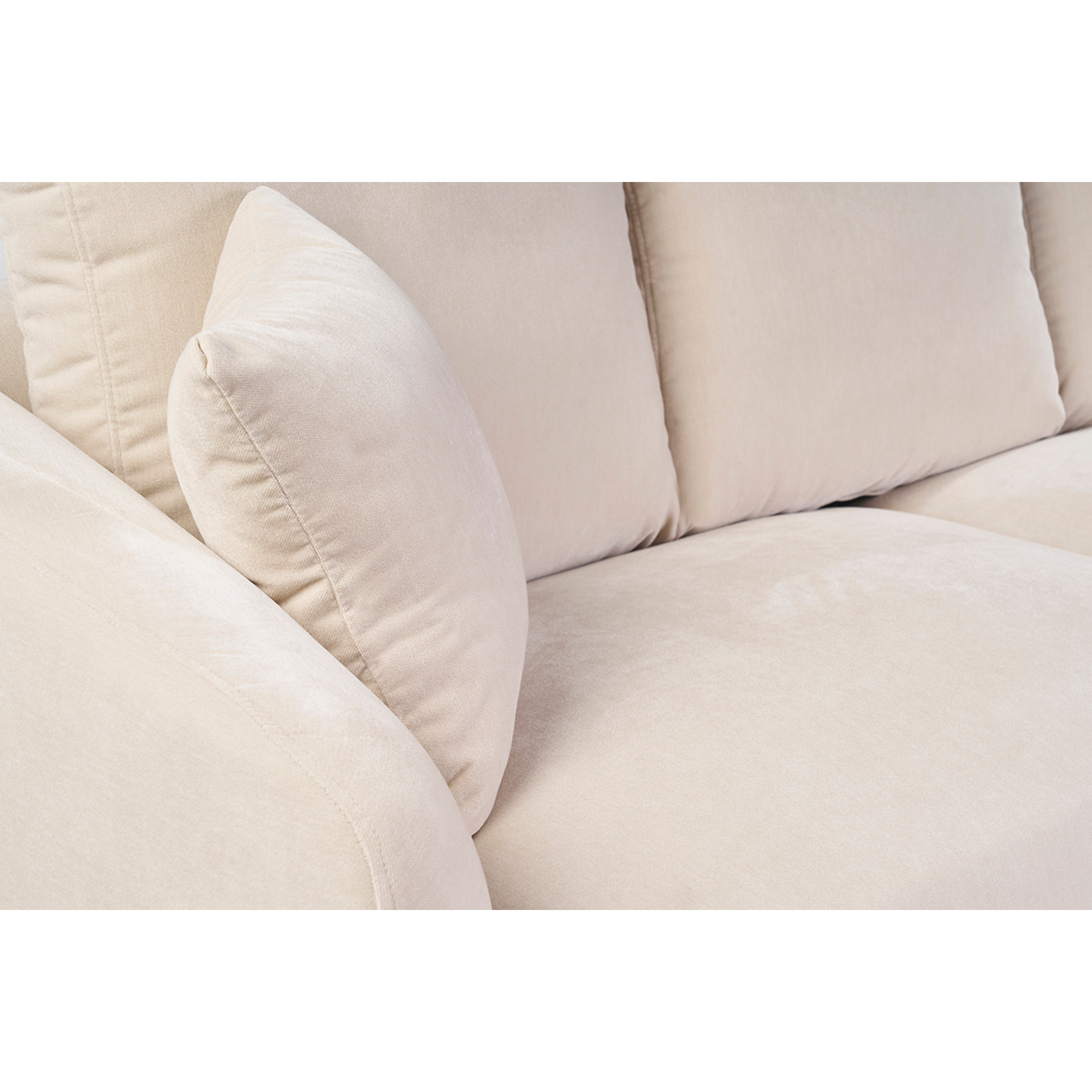 Canapé design 3 places en tissu effet velours beige et métal noir JERRY