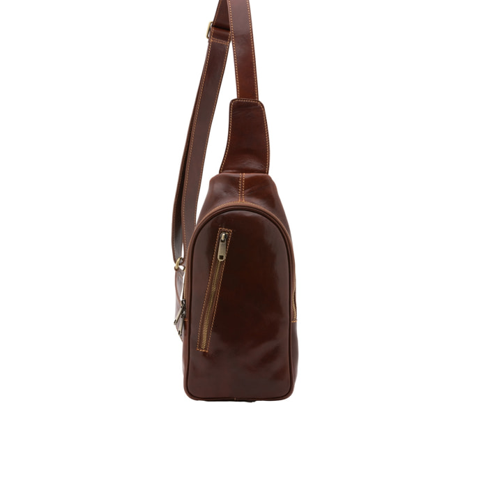 Borsa a tracolla uomo in vera pelle - Modello False - Made in Italy - 35.0 x 16.0 x 5.0 cm