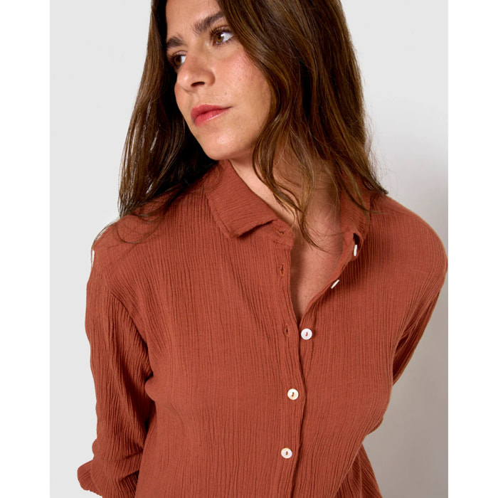 Camisa algodón lino rosette