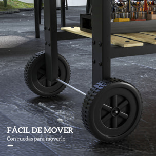 Barbacoa de Carbón, Barbacoa Portátil, 113x53,5x82,5 cm, con 2 Parrillas Alturas Ajustables, Mesa Lateral, Estante y Ruedas, para Jardín o Fiesta al Aire Libre, Negro