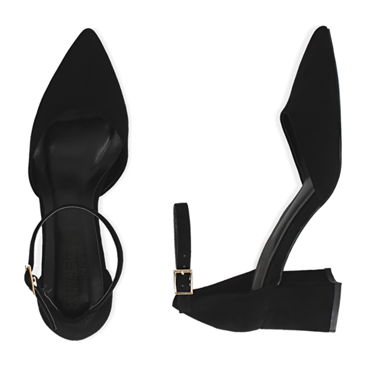 Zapatos de tacón de microfibra negros, tacón de 6 cm