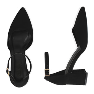 Zapatos de tacón de microfibra negros, tacón de 6 cm