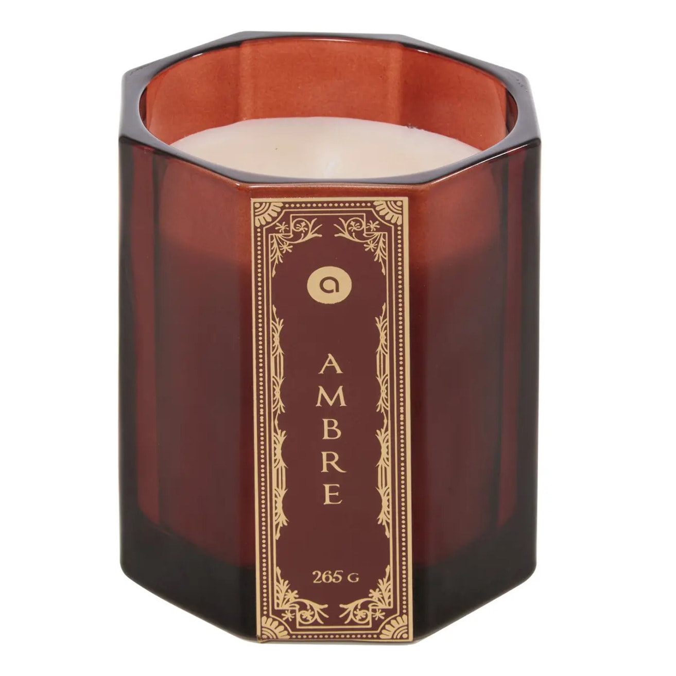 Bougie parfumée Lucien hexagonale 265g ambre