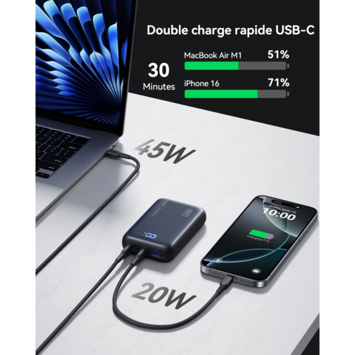 Batterie externe INIU 20000 mAh 65W Leopard Power
