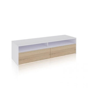 Mueble TV Elba 2 puertas Blanco Artik (Blanco Mate) - Roble Canadian