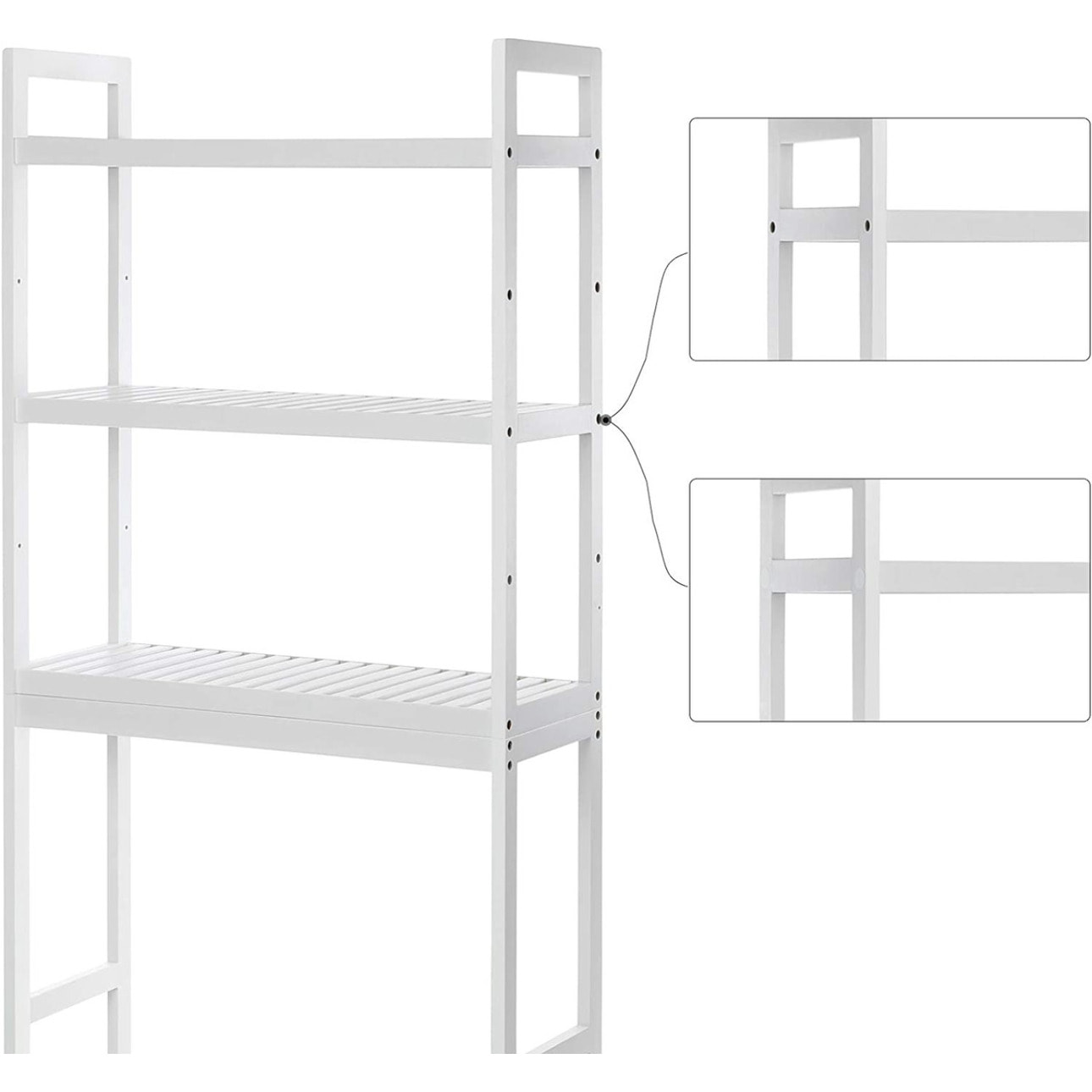 Scaffale salvaspazio da bagno in bambù bianco