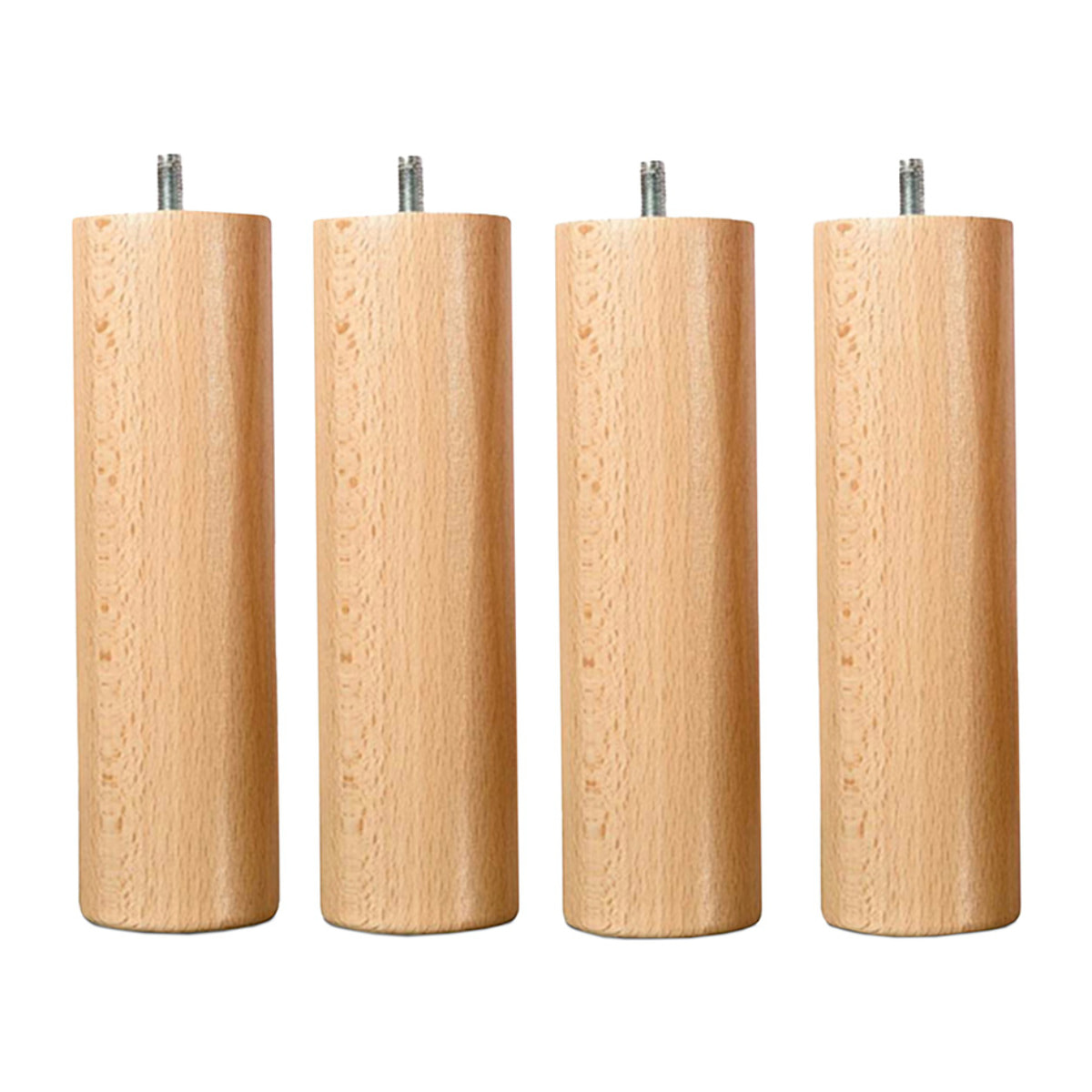 Jeu de 4 pieds de lit cylindriques | Bois Naturel | Hauteur 15 cm