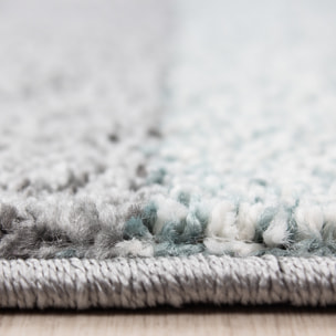 LUCCA - Tapis à poils ras à motif géométrique bleu - LUC1810BLE