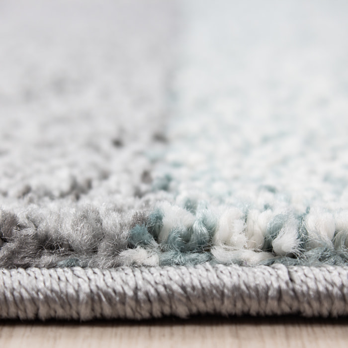 LUCCA - Tapis à poils ras à motif géométrique bleu - LUC1810BLE