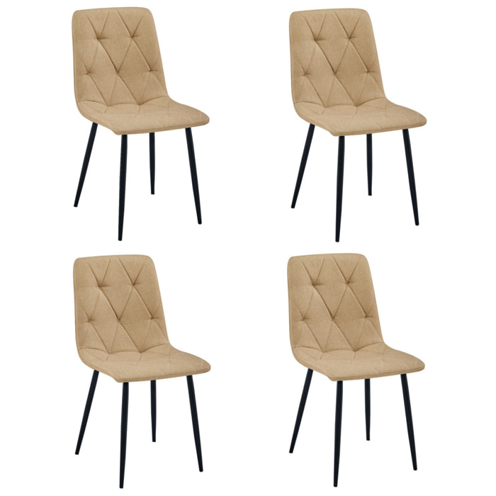 Set di 4 Sedie Libra in Tessuto Marrone con Gambe Nere