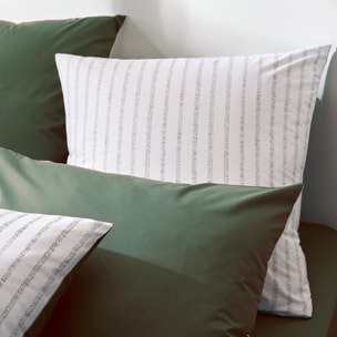 Parure de couette en percale de coton à rayures - Vert Olive