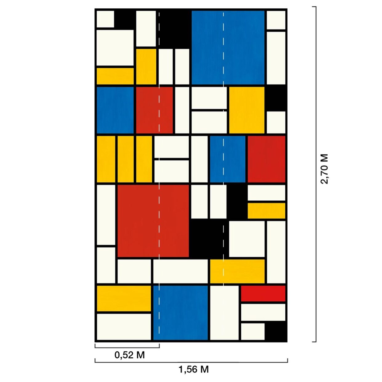 Papier peint, illustration mondrian Multicolore