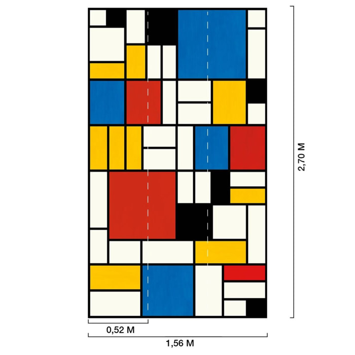 Papier peint, illustration mondrian Multicolore