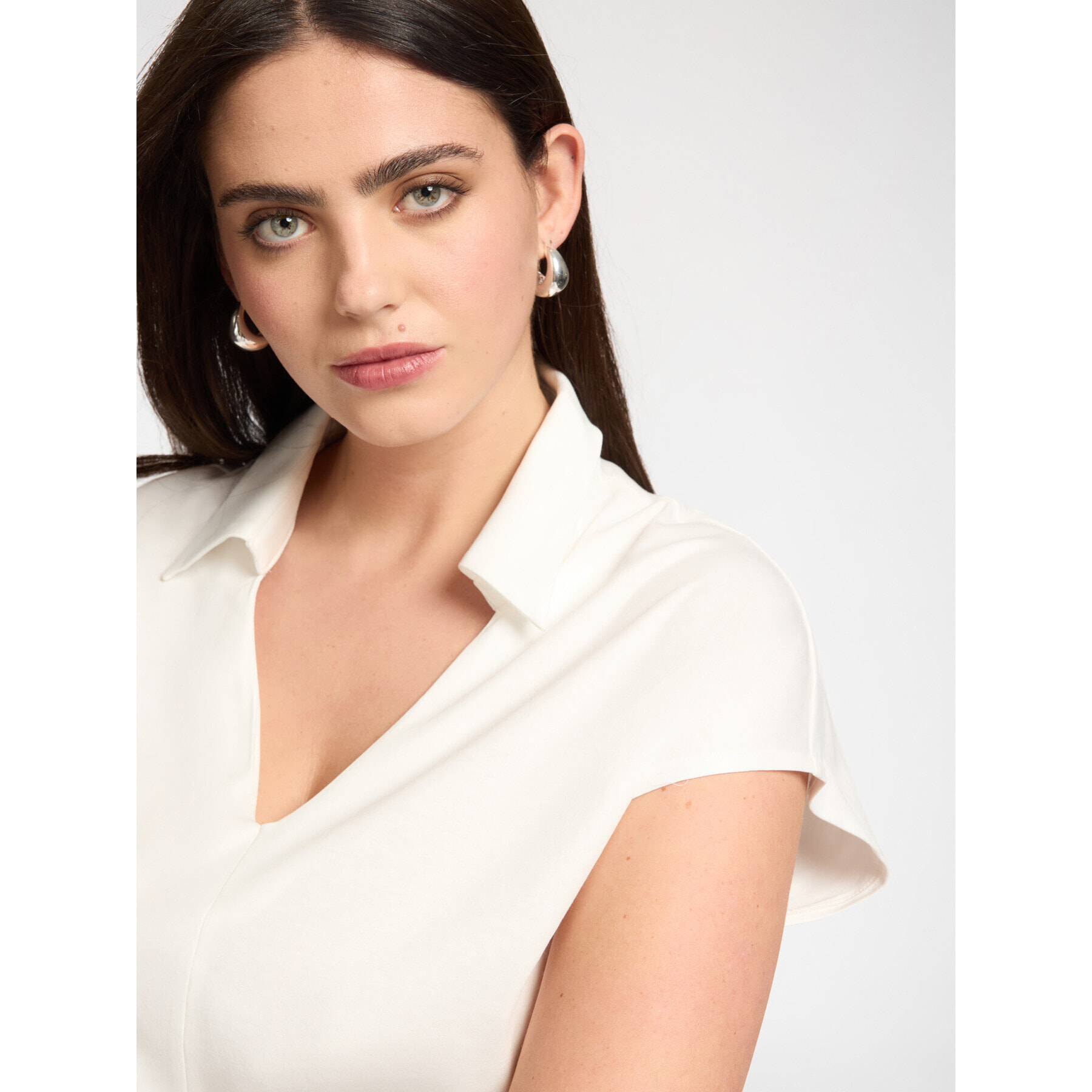 Elena Mirò - Camiseta con cuello - Blanco