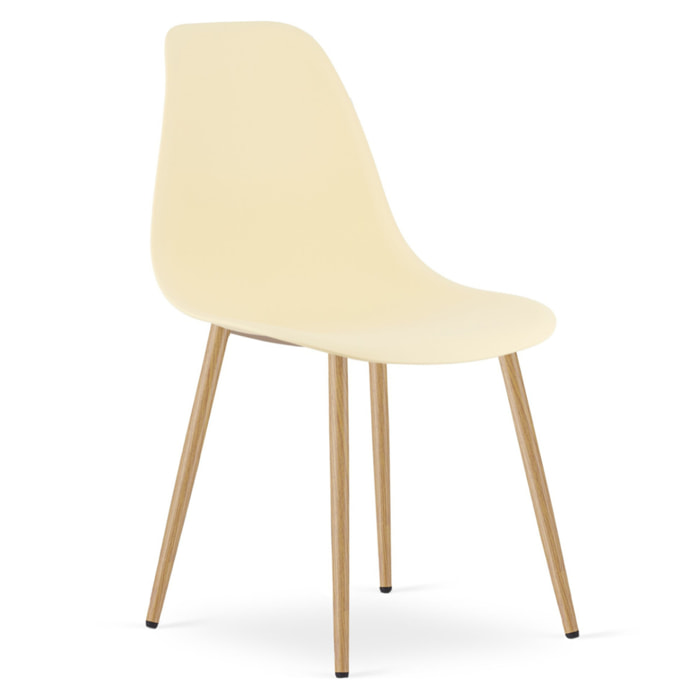Sedia moderna WAT crema con gambe effetto legno naturale