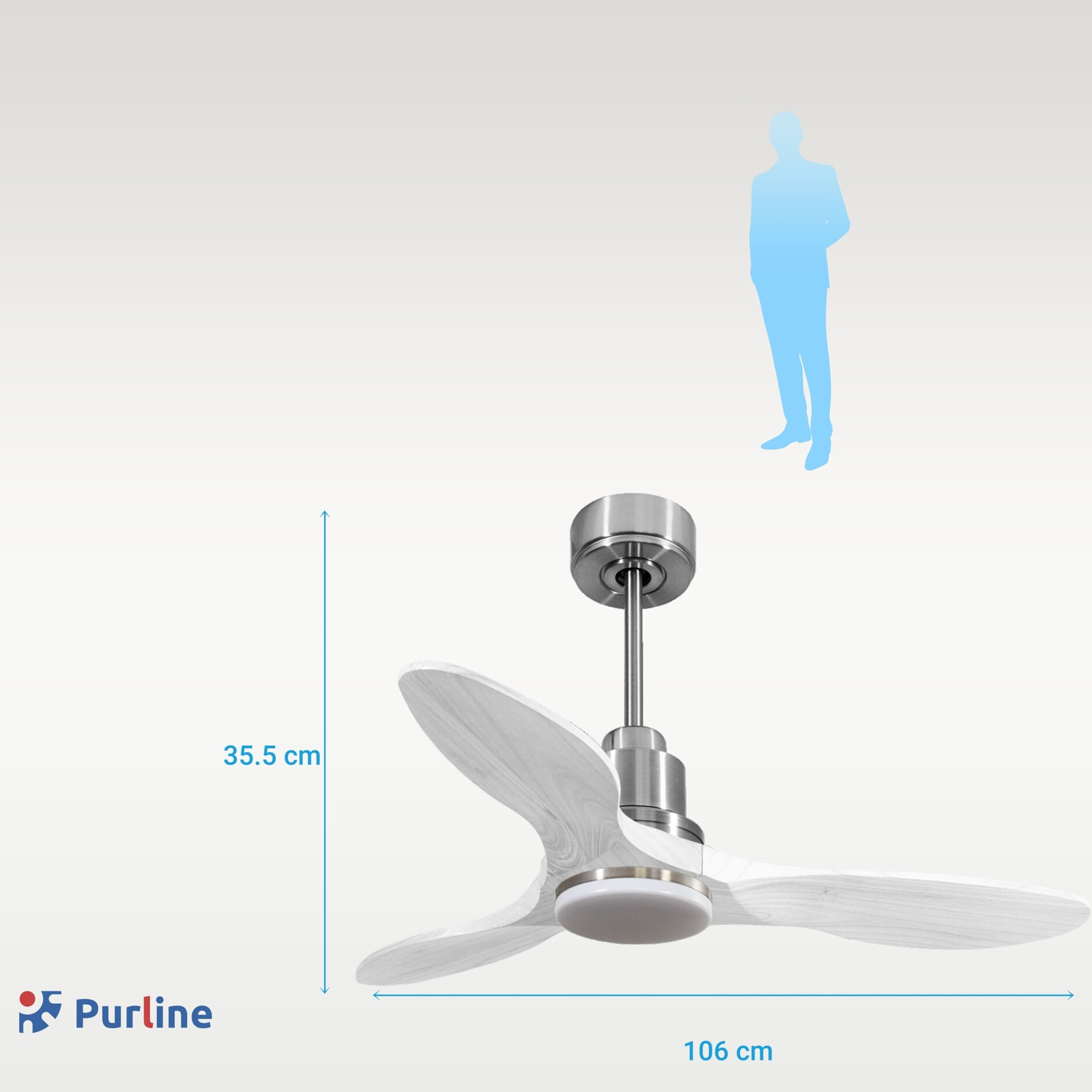 Ventilador de techo Modo Invierno/Verano Termostato Dimable Wifi Motor DC Techos Inclinados Mando a Distancia Luz tres tonos Hypersilence Memoria Vendible Shopify (AUTOMATICO) LimaD106C04LED67097 PURLINE