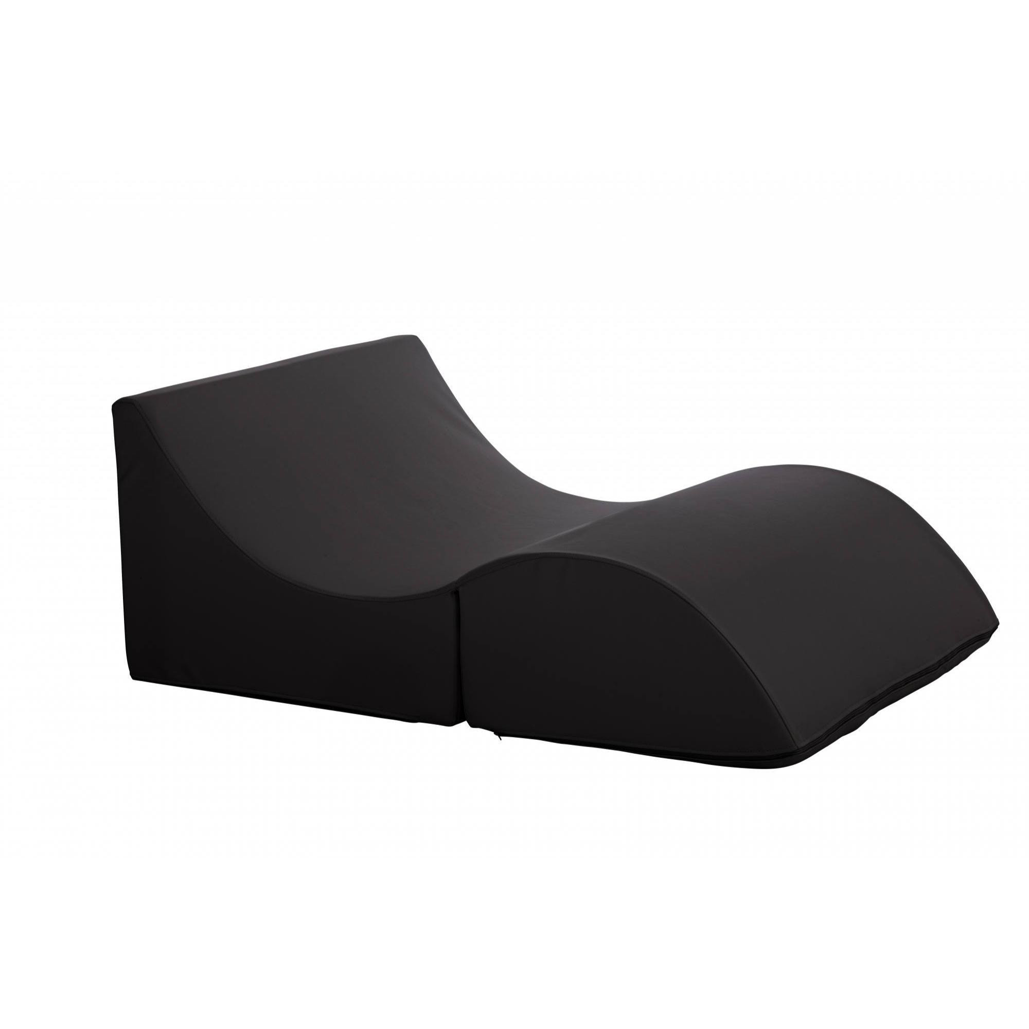 Letto pieghevole Annabella, Pouf trasformabile in letto matrimoniale, 100% Made in Italy, Pouf trasformabile in una chaise longue in ecopelle, Cm 100x200h70, Nero