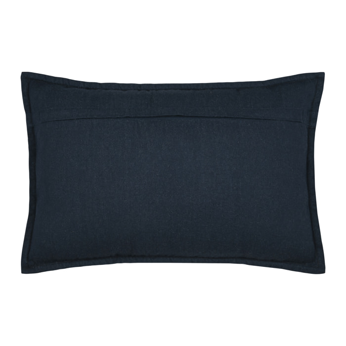 Coussin polycoton brodé style bord de mer - Blanc