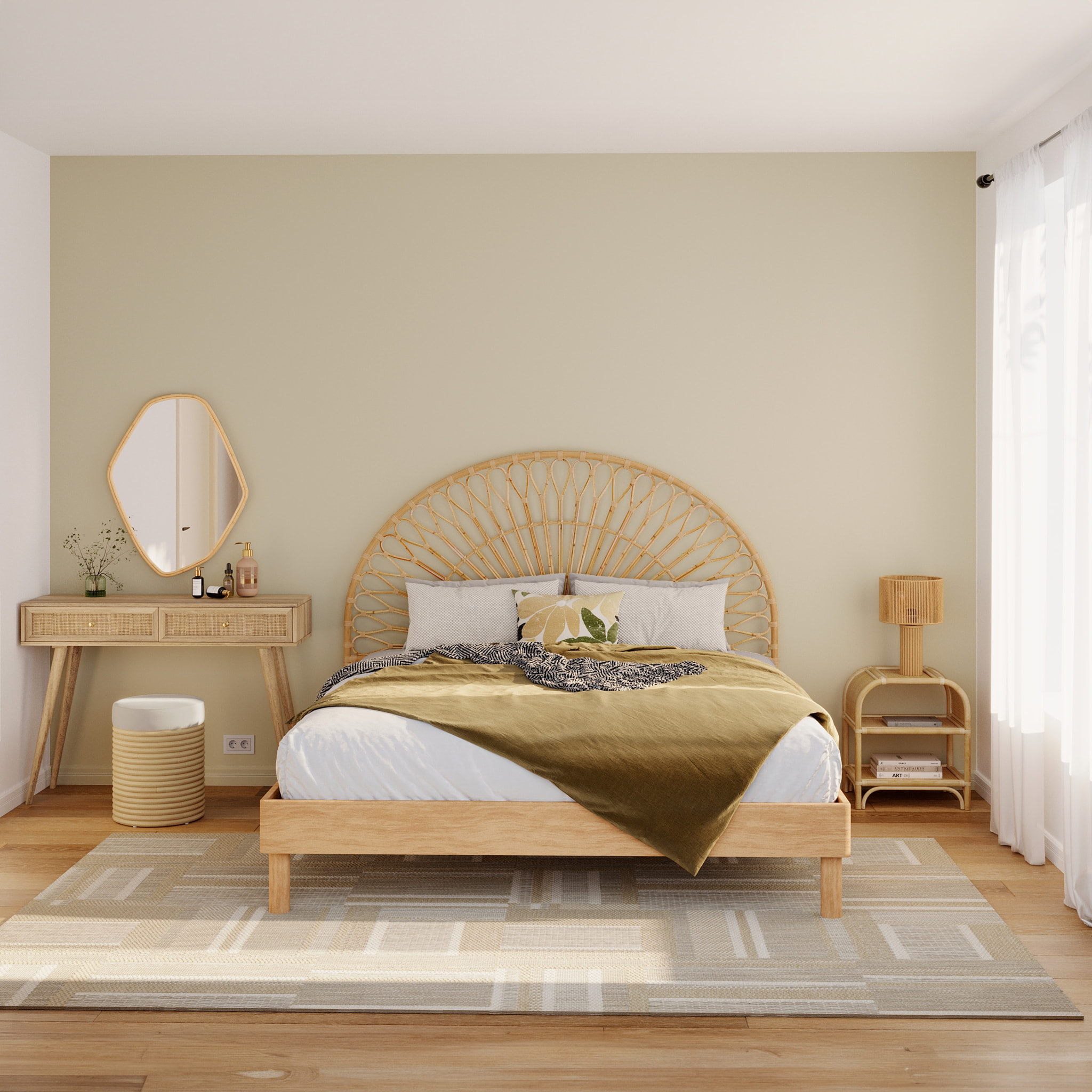 Miroir organique en rotin 76,5x53 cm - Tseri
