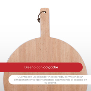 tabla de corte redonda de 38x28x1,5cm en madera de haya