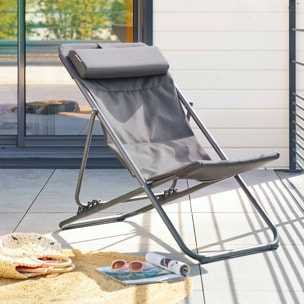 Chilienne de jardin empilable pliable Mirael gris graphite