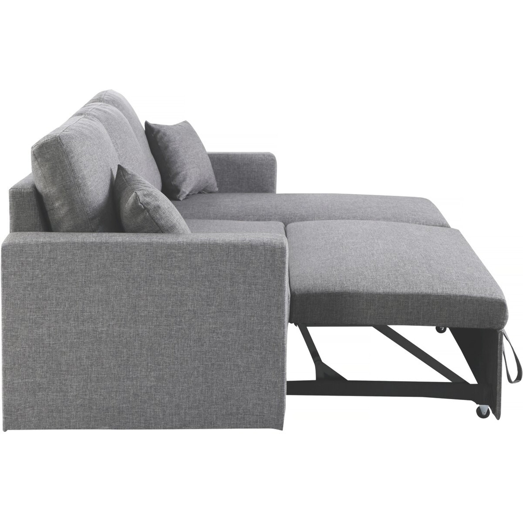 Canapé d'angle convertible/ réversible avec coffre "Alain II" - 3 places - Gris clair