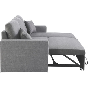Canapé d'angle convertible/ réversible avec coffre "Alain II" - 3 places - Gris clair