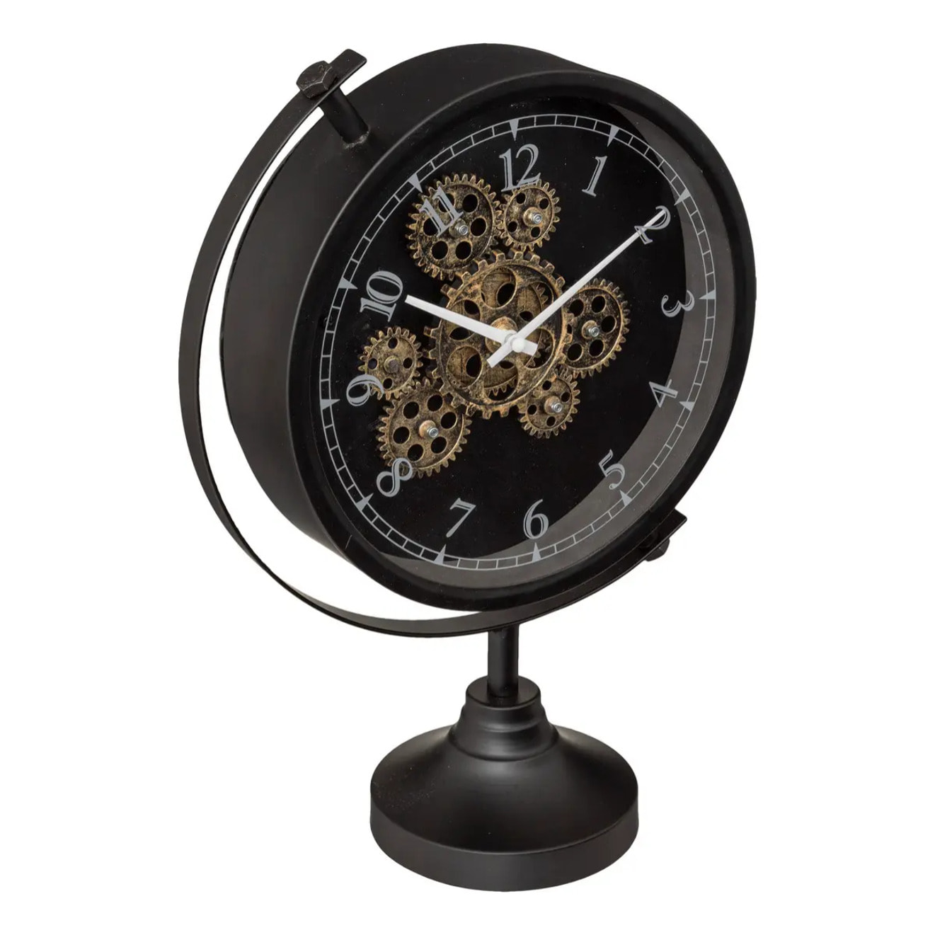 Horloge à poser - métal et verre - noir - H40 cm