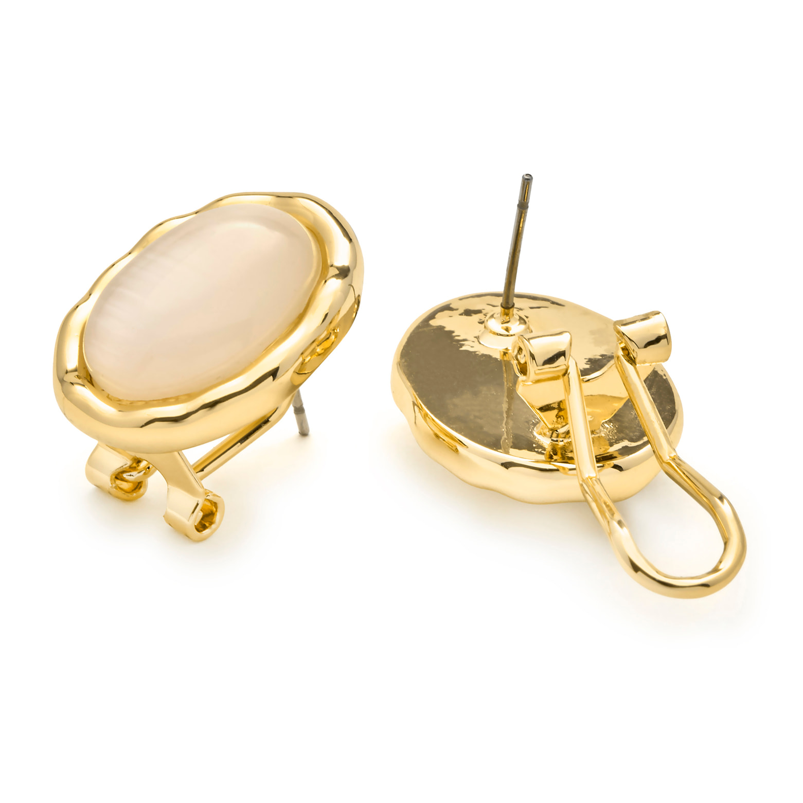 Pendientes de Ojo de Gato acabado en oro amarillo 18k