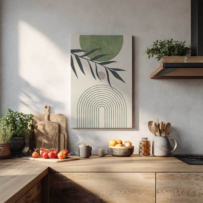 Tableau abstrait feuillage et arches Toile imprimée