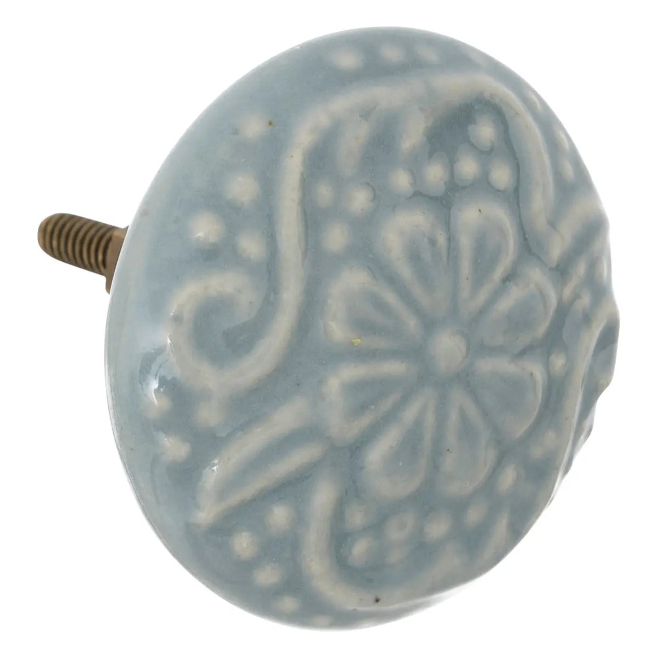 Boutons de meuble x2 "Aniya" en céramique & métal D4,5cm bleu