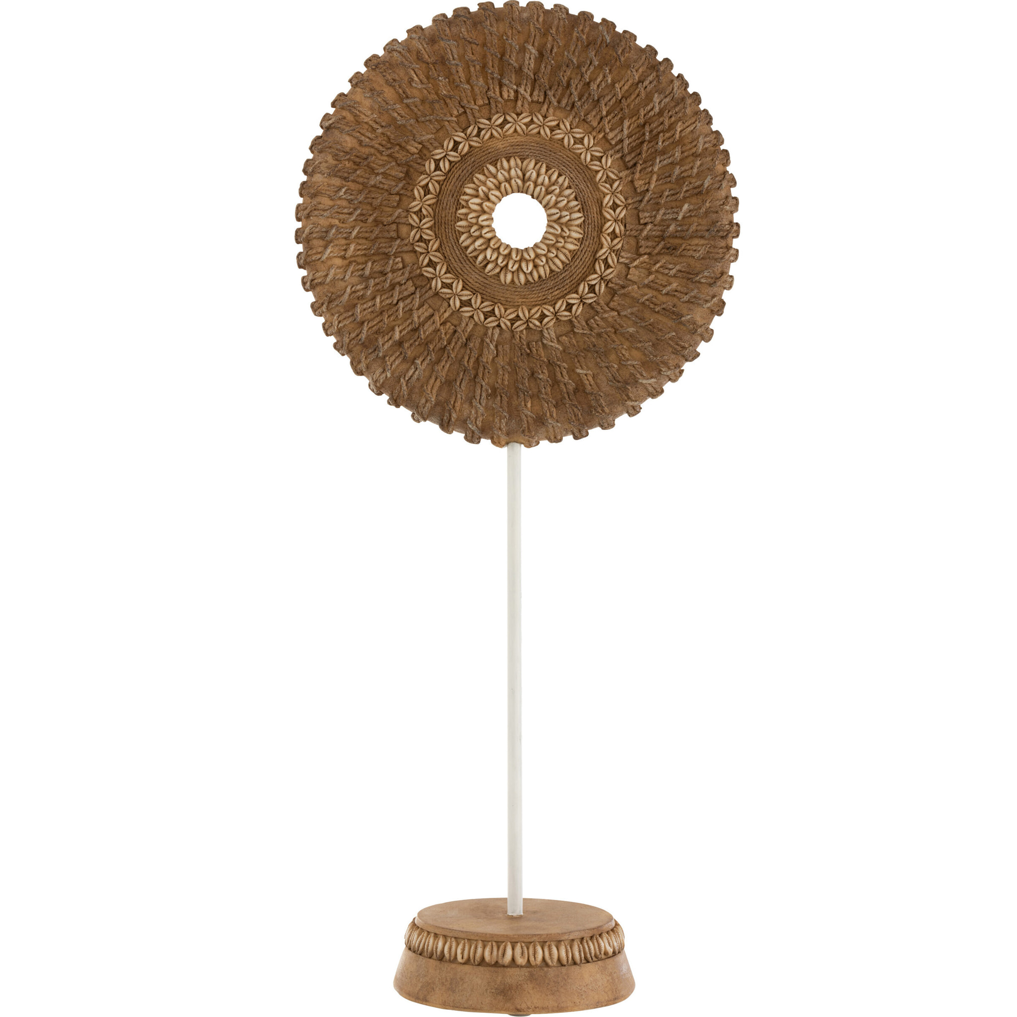 J-Line décoration Cercle + Pied - polyrésine - blanc/marron - large