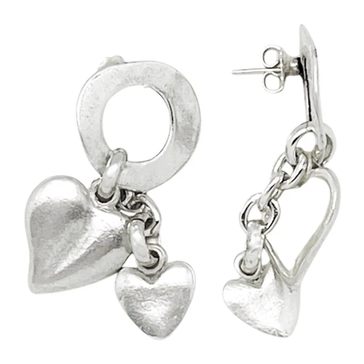 Pendiente cascada corazón en plata chapado