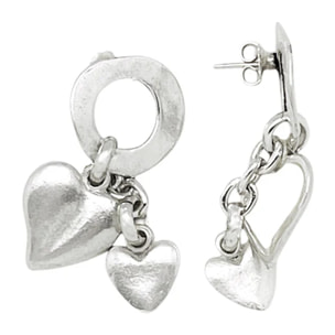 Pendiente cascada corazón en plata chapado