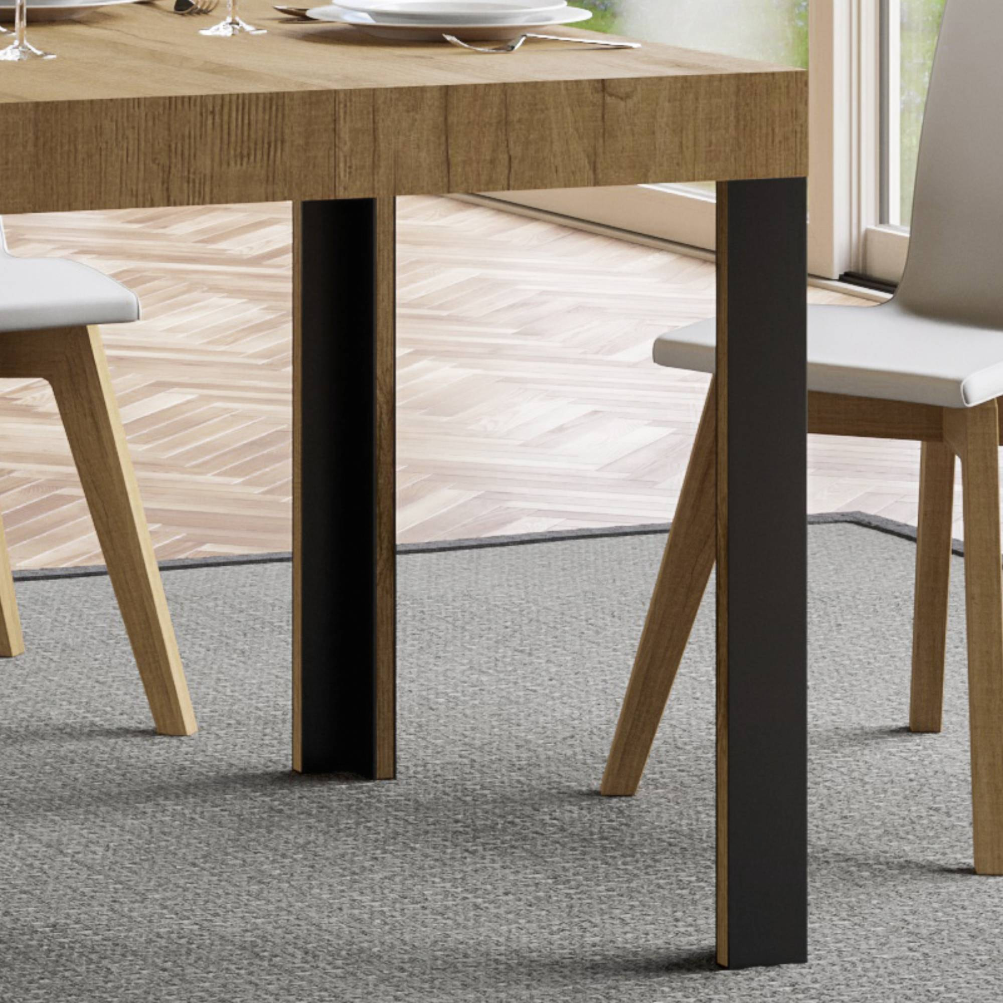 Mesa extensible 70x110/194 cm Linea Roble Natural estructura Antracita