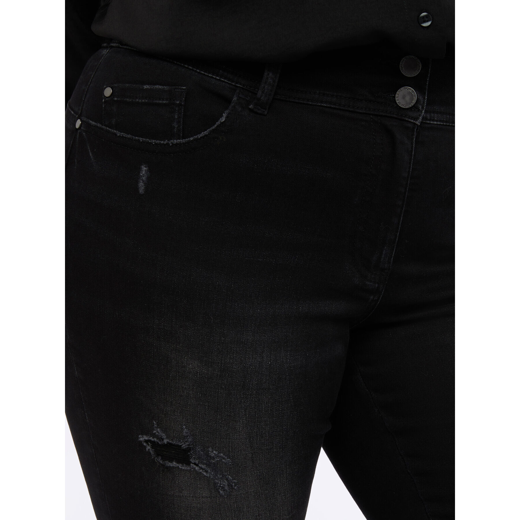 Fiorella Rubino - Jeans skinny con mini strappi e occhielli - Nero
