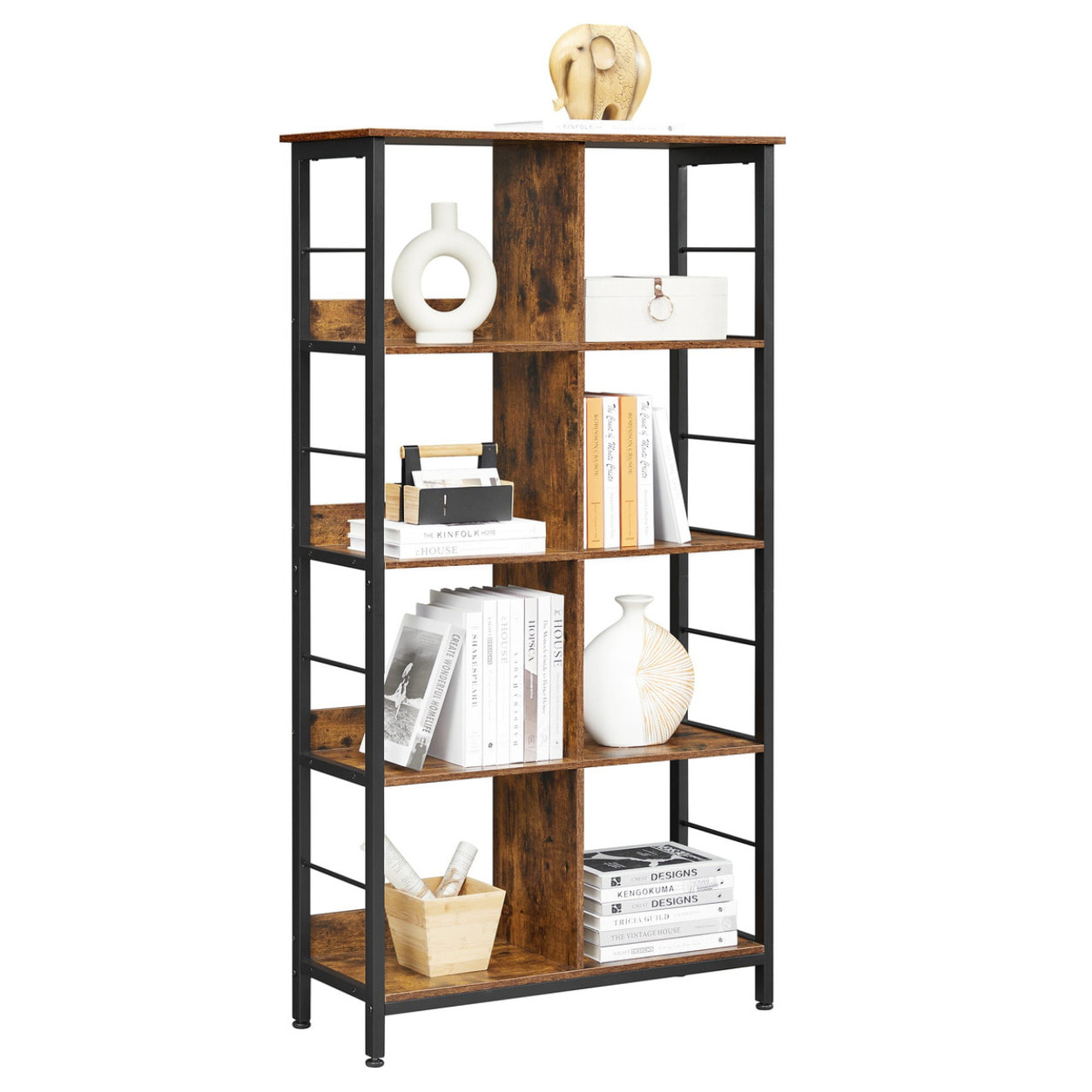 Libreria Industrial Loft in Legno Rovere Rustico e Metallo