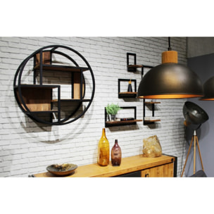 Etagère murale ronde D80cm style industriel - RACK