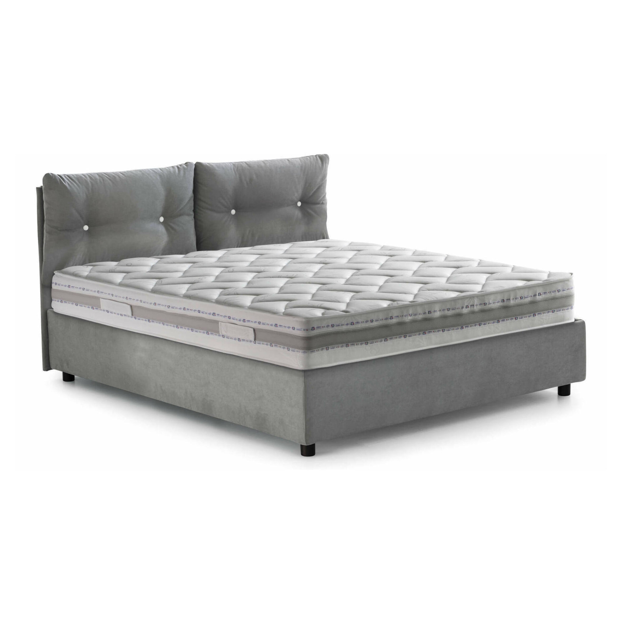 Letto matrimoniale Petra, Letto contenitore con rivestimento in tessuto, 100% Made in Italy, Apertura frontale, con materasso Cm 160x200 incluso, Grigio