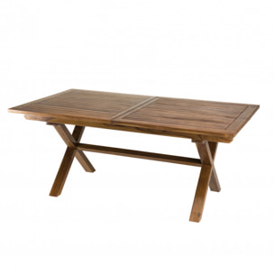 HANNA - SALON DE JARDIN BOIS TECK HUILÉ 8/10 personnes - 1 table rect. pieds croisés extensible 180*240/100 cm et 6 chaises