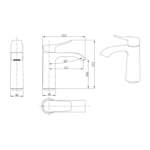 Infinitio mitigeur de lavabo avec bec cascade, sans vidage, chrome (SATBSINF271)