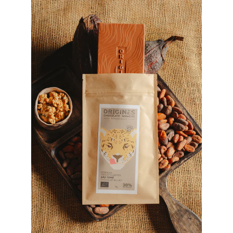 Tablette de chocolat au lait aux céréales caramélisées - Bean To Bar - 75g Bio