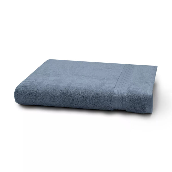 Drap de bain pur coton 550 g/m² uni bleu Elea bleu ardoise