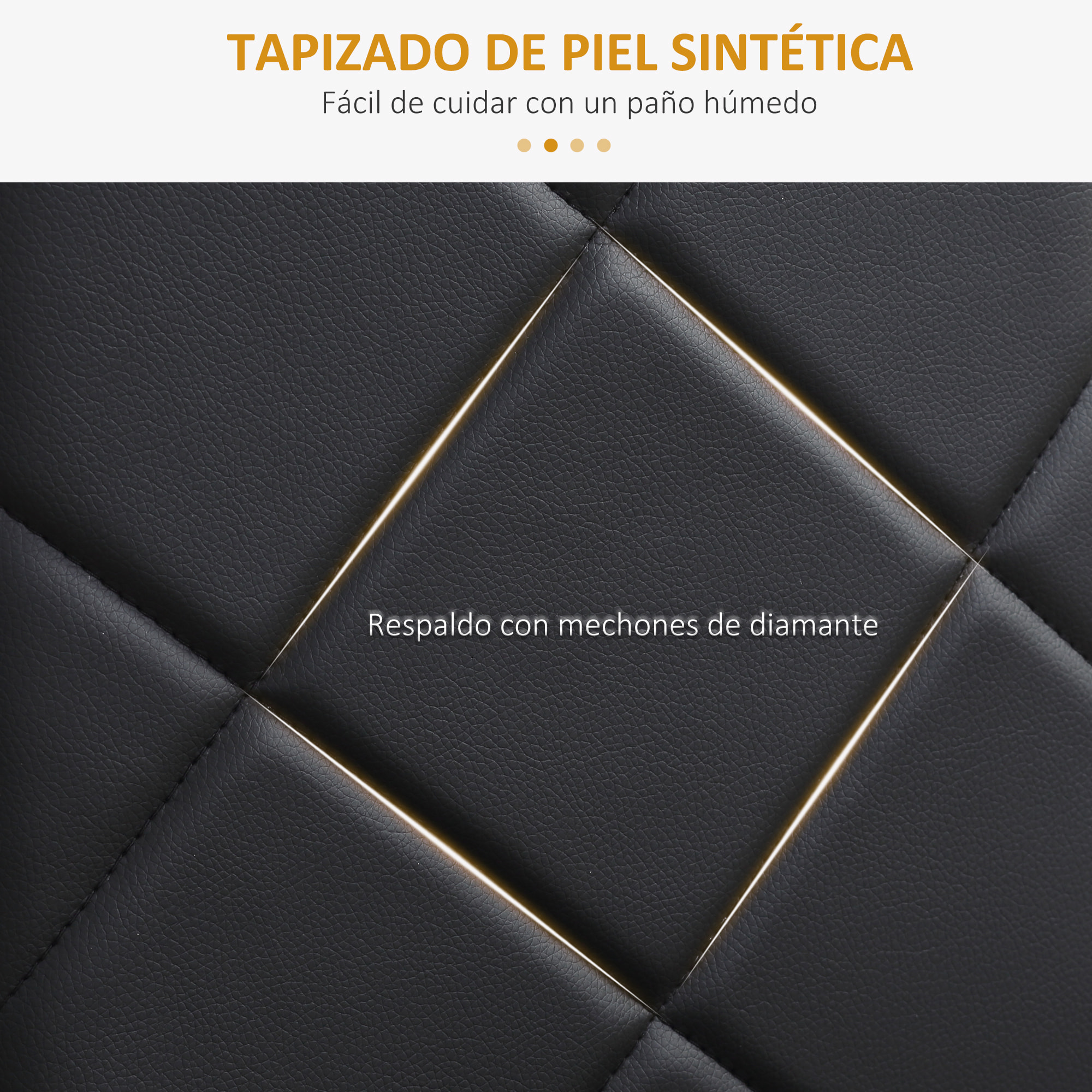 Juego de 4 Sillas de Comedor Nórdicas Sillas de Cocina Tapizadas de Piel Sintética con Patas de Acero Carga 120 kg para Salón 41x50x97 cm Negro