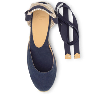 Alpargata de cuña 3 cm en lona de algodón con pulsera y hebilla