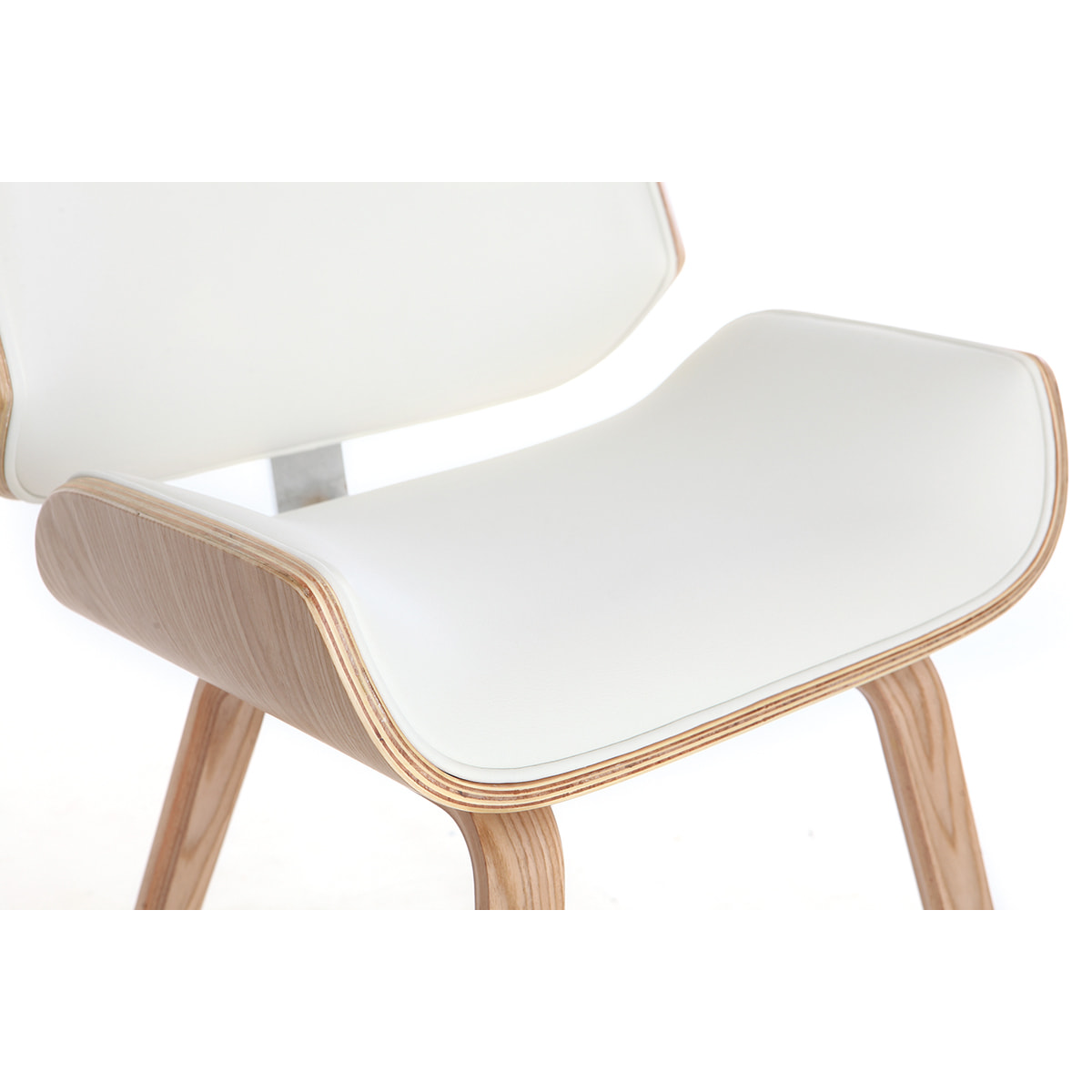 Chaise design blanc et bois clair RUBBENS