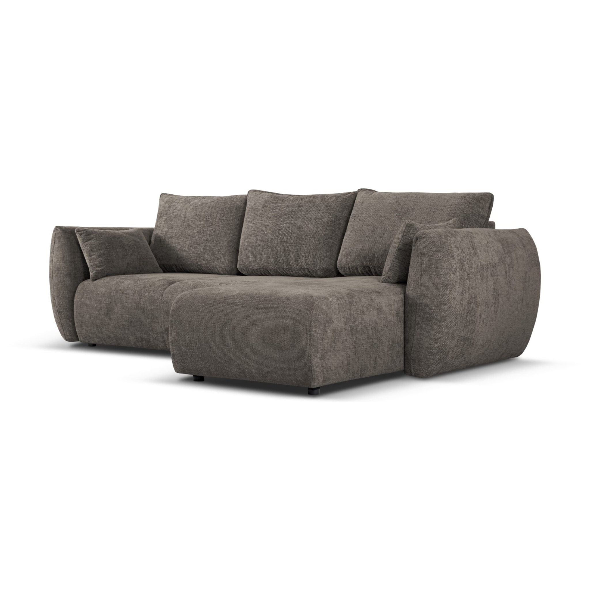 Canapé d'angle droit convertible avec coffre de rangement "Matera" 4 places en chenille gris