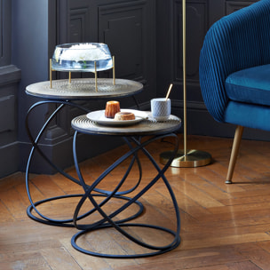 Lot de 2 tables gigognes "Etnik" cuivre D34/40cm