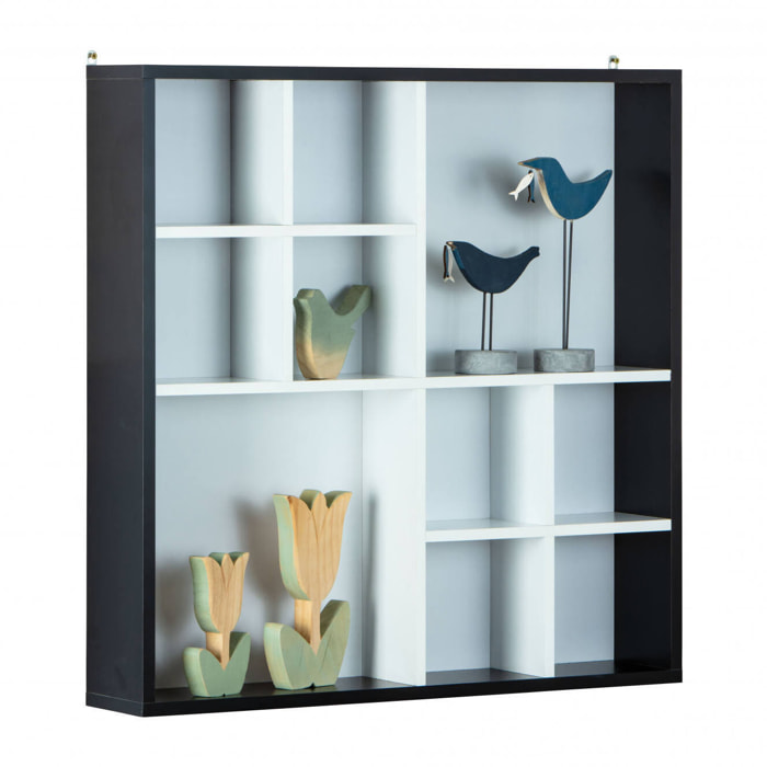 Libreria a parete con vani contenitori, 70 x 70 x 13, Bianco