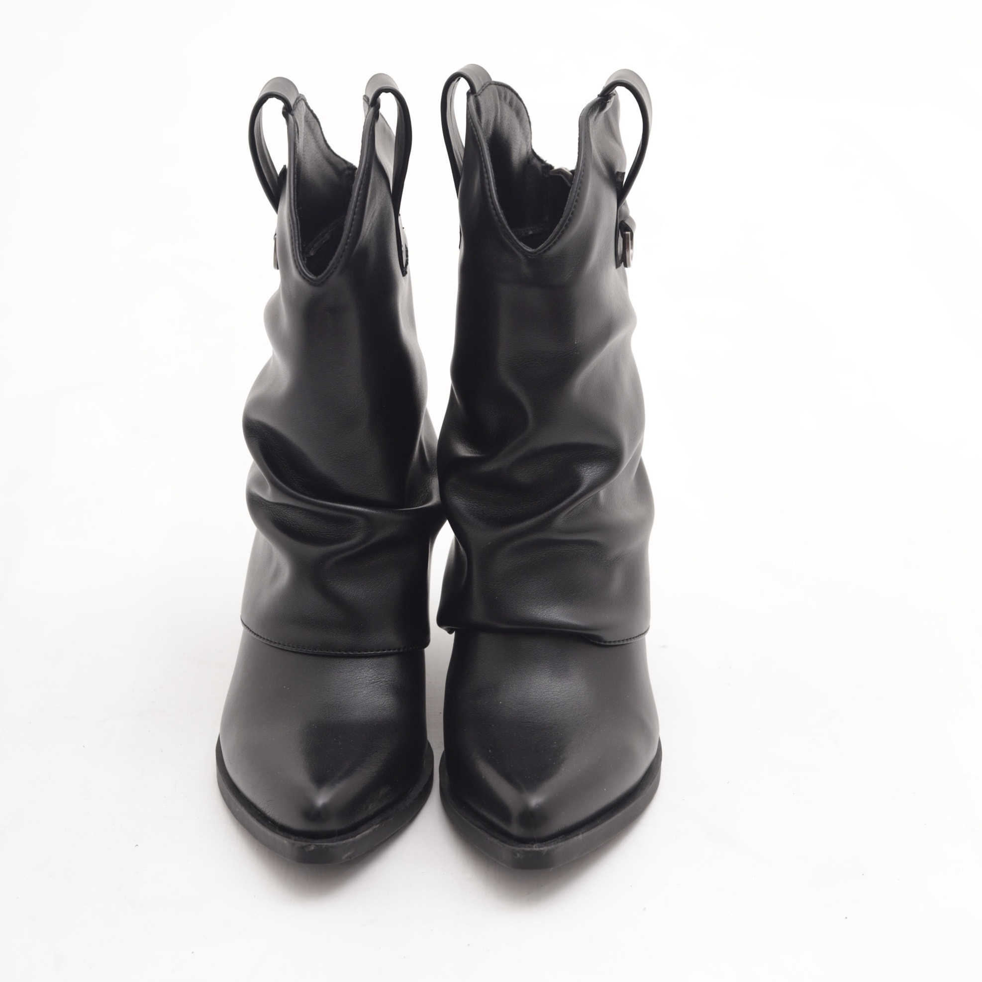 STIVALETTO TEXANO RISVOLTATO NERO